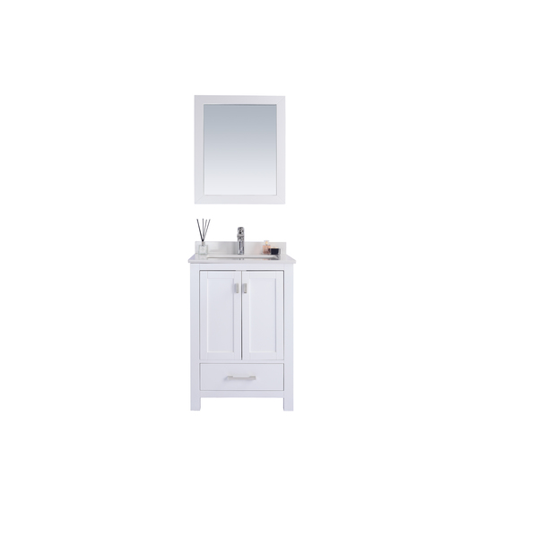 Laviva Wilson 24, White Cabinet & White Quartz Countertop 313ANG-24W-WQ